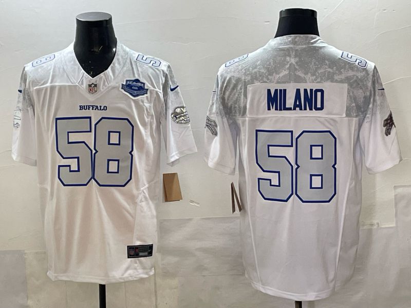 Men 2025 Buffalo Bills 58 Milano white 5th generation Throwback Nike Limited NFL Jersey style 006